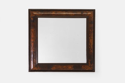 Lot 609 - A William and Mary-style walnut and marquetry cushion-framed mirror
