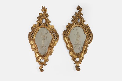 Lot 242 - A pair of Venetian giltwood girandoles