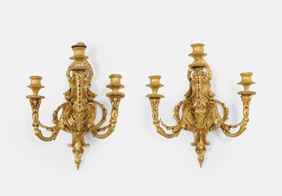 Lot 234 - A pair of Louis XVI-style giltwood and composition wall lights