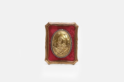 Lot 485 - A Louis XVI gilt-bronze double-profile portrait relief plaque or badge
