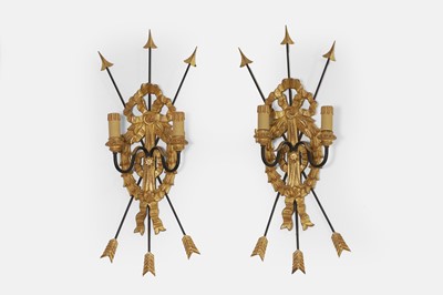 Lot 172 - A pair of Louis XVI-style carved giltwood wall lights