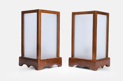 Lot 539 - A pair of hardwood lantern lamps