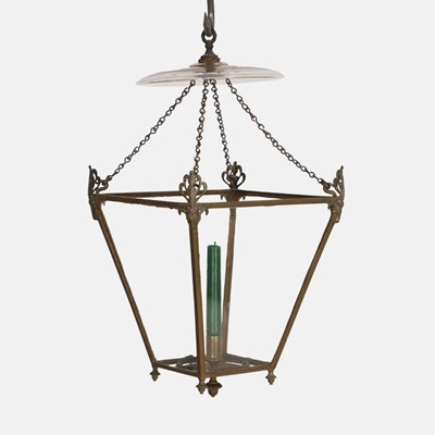 Lot 674 - A George III glazed and brass hall lantern