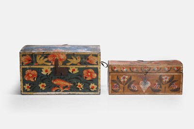 Lot 550 - Two folk art painted marriage chests