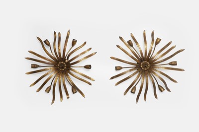 Lot 238 - A pair of Ferro Arte gilt-metal ceiling lights