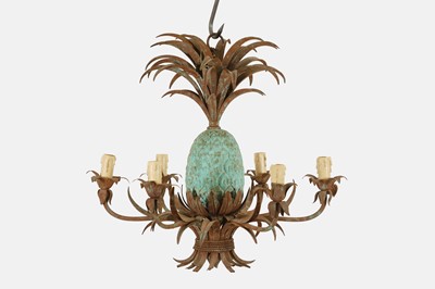 Lot 315 - A Hollywood Regency oxidised and painted metal chandelier