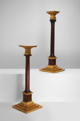 Lot 543 - Two George III mahogany and parcel-gilt architectural models of classical columns