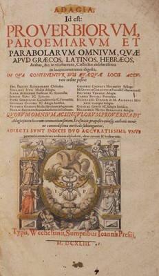 Lot 189 - Erasmus (Desiderius): Adagia, id est proverbiorum paroemiarum et parabolarum omnium