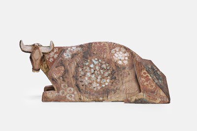 Lot 668 - A folk art terracotta cow