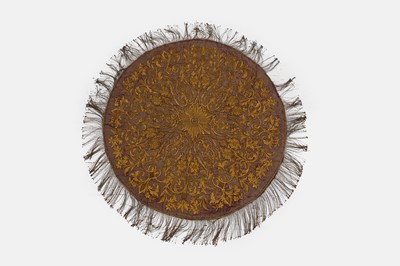 Lot 501 - An Ottoman gilt-metal thread and velvet embroidered panel