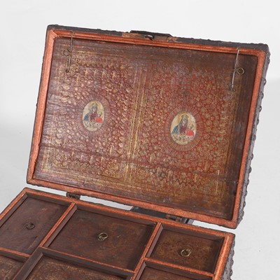 Lot 174 - An unusual highly decorated iron-bound strongbox