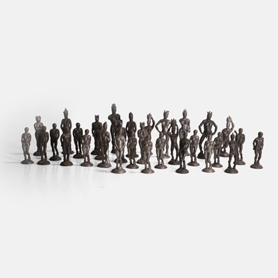 Lot 436 - An unusual erotic cast metal and lead chess set