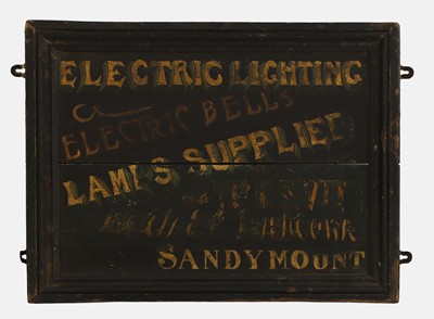 Lot 407 - A folk art 'Electric Lighting' painted wooden sign