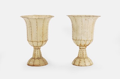 Lot 91 - A pair of large painted-metal urns