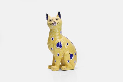 Lot 108 - A faience cat figure in the manner of Émile Gallé