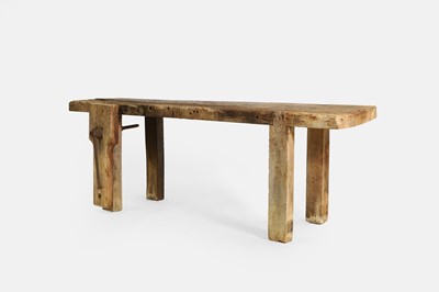 Lot 104 - An elm and oak carpentry bench