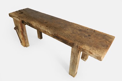 Lot 104 - An elm and oak carpentry bench