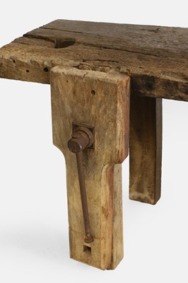 Lot 104 - An elm and oak carpentry bench