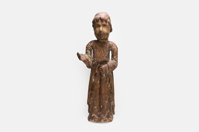 Lot 99 - A carved wooden figure of a monk