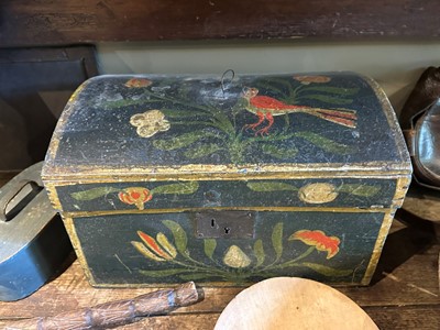 Lot 102 - A painted wooden dowry chest