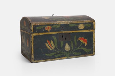 Lot 102 - A painted wooden dowry chest