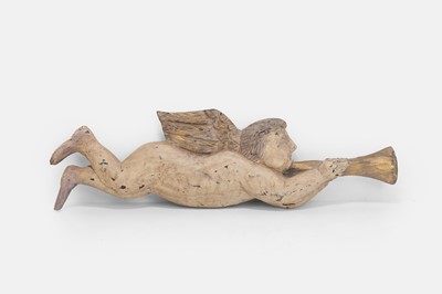 Lot 89 - A carved wooden angel wall plaque