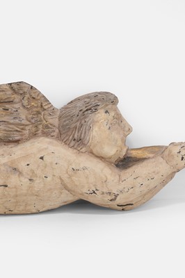 Lot 89 - A carved wooden angel wall plaque