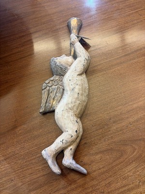 Lot 89 - A carved wooden angel wall plaque