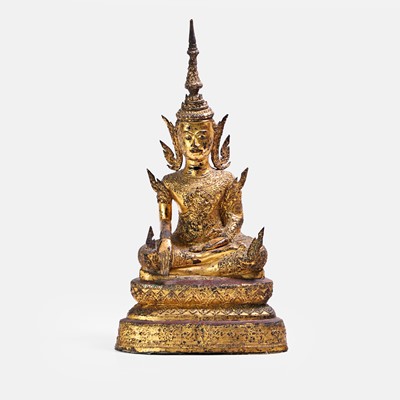 Lot 287 - A Thai gilt and lacquered bronze Buddha