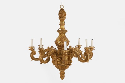 Lot 648 - A Louis XIV-style eight-light giltwood chandelier