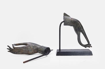 Lot 61 - A pair of bronze hand sculptures