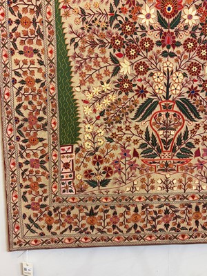 Lot 368 - A pair of silk chainstitch hangings