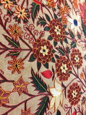 Lot 368 - A pair of silk chainstitch hangings