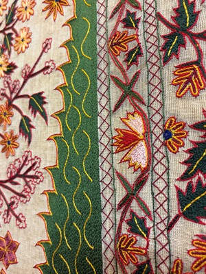 Lot 368 - A pair of silk chainstitch hangings