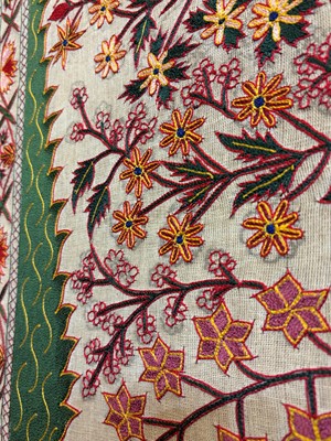 Lot 368 - A pair of silk chainstitch hangings