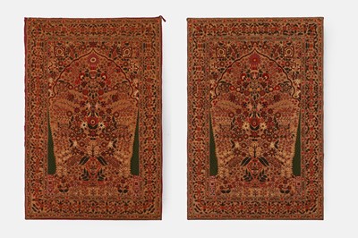 Lot 368 - A pair of silk chainstitch hangings