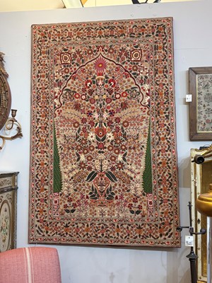 Lot 368 - A pair of silk chainstitch hangings