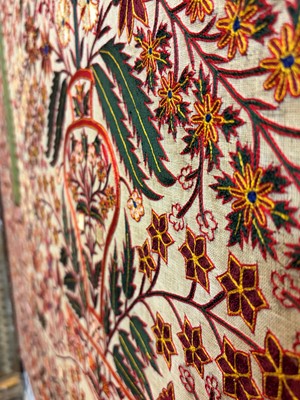 Lot 368 - A pair of silk chainstitch hangings