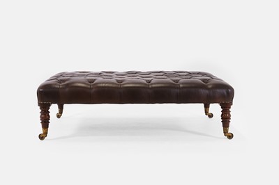 Lot 111 - A large buttoned-leather stool or bench