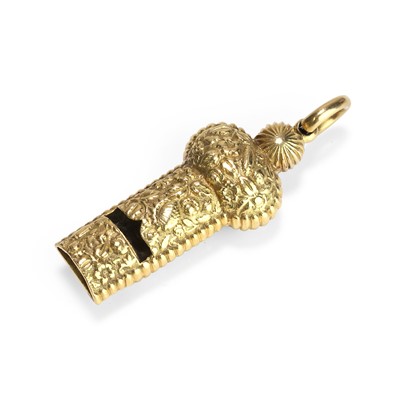 Lot 234 - An 18ct gold whistle pendant