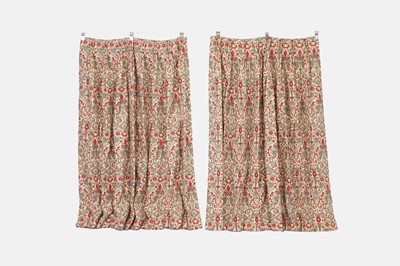 Lot 41 - Two pairs of Robert Kime 'Raby Red' linen curtains