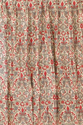 Lot 41 - Two pairs of Robert Kime 'Raby Red' linen curtains