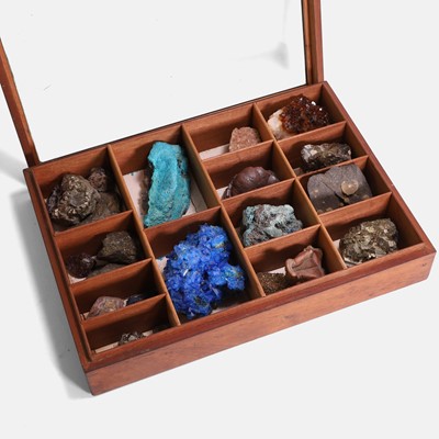 Lot 446 - A Victorian mahogany box containing mineral samples