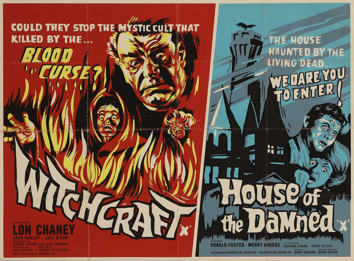 Lot 29 - A 'Witchcraft' and 'House of the Damned' double-bill film poster