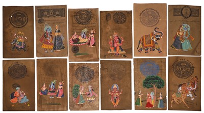 Lot 399 - Twelve hand-painted Indian paintings