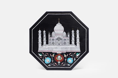 Lot 350 - A pietra dura and mother-of-pearl plaque