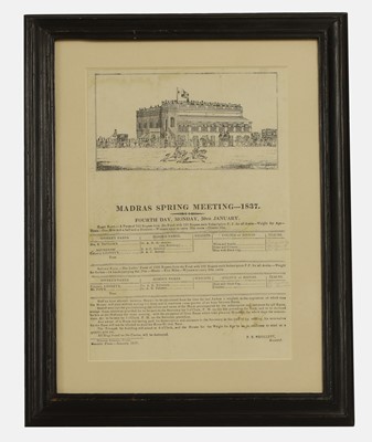 Lot 312 - The Gazette Press: An advertisement for the Madras Race Club