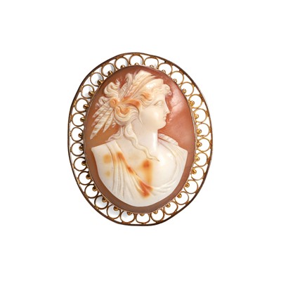 Lot 19 - A shell cameo brooch