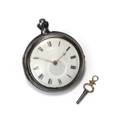 Lot 387 - A George III silver pair cased fusee pocket watch
