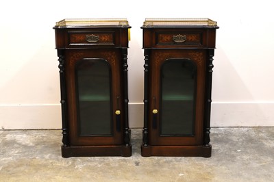 Lot 569 - A pair of Victorian marquetry inlaid cabinets